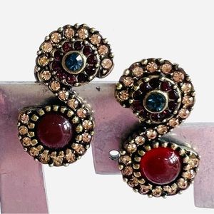 Heidi Daus Carnelian bead clip on Earrings